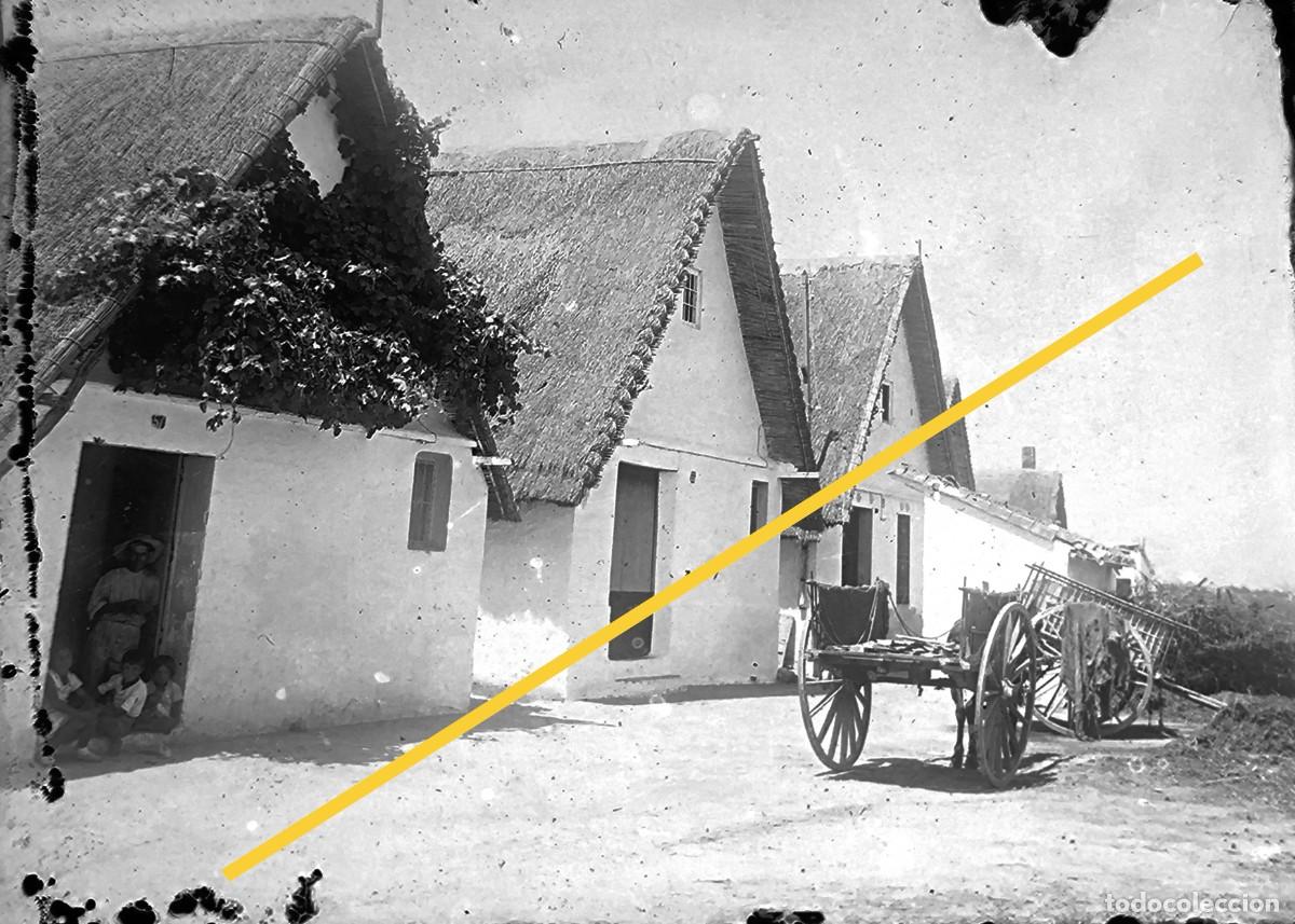 Antique Photography: Antiguo negativo de fotograf&iacute;a. Barraca Valenciana. En cristal.