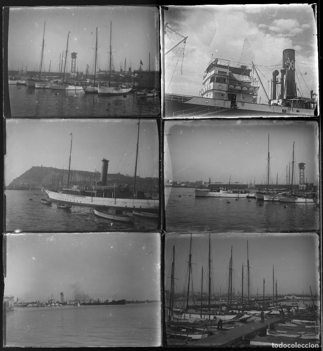 Fotografia antica: El puerto de Barcelona, 1930's. 13 negativos. 8x9cm.
