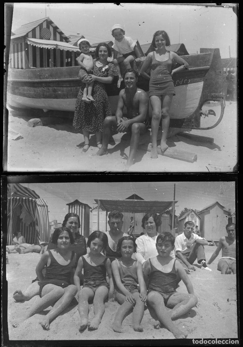 Fotografia antica: Catalu&ntilde;a, escenas de playa, 1930's. 10 negativos de cristal 8x9 cm.