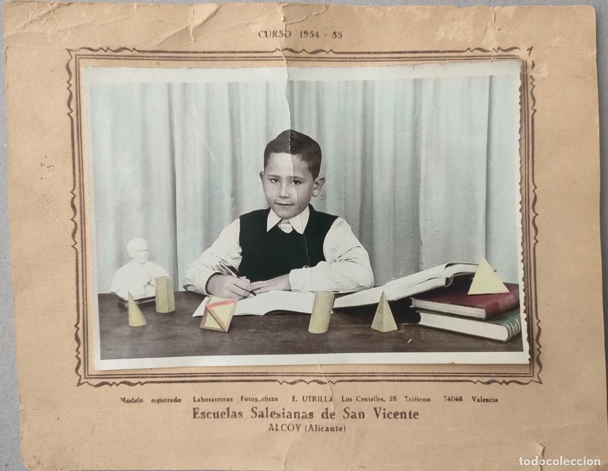 Fotograf&iacute;a antigua: ALCOY FOTO ESCOLAR CURSO 1954-55 CARTON TAMA&Ntilde;O 23.5 X 19 CM.