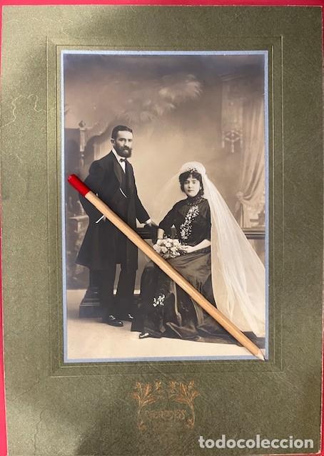 Alte Fotografie: FOTOGRAFIA DE PAREJA DE NOVIOS DEL FOTO. VERONES, DEDICADA 1910 C. Y LARZABAL, ARC. J. PANDO