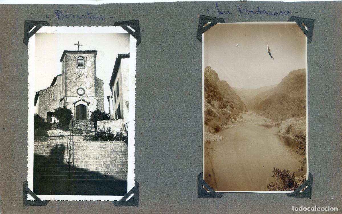 Fotograf&iacute;a antigua: Biriatou Pa&iacute;s vasco franc&eacute;s. Hoja de &aacute;lbum de viajero Franc&eacute;s en 1933 con dos fotograf&iacute;as