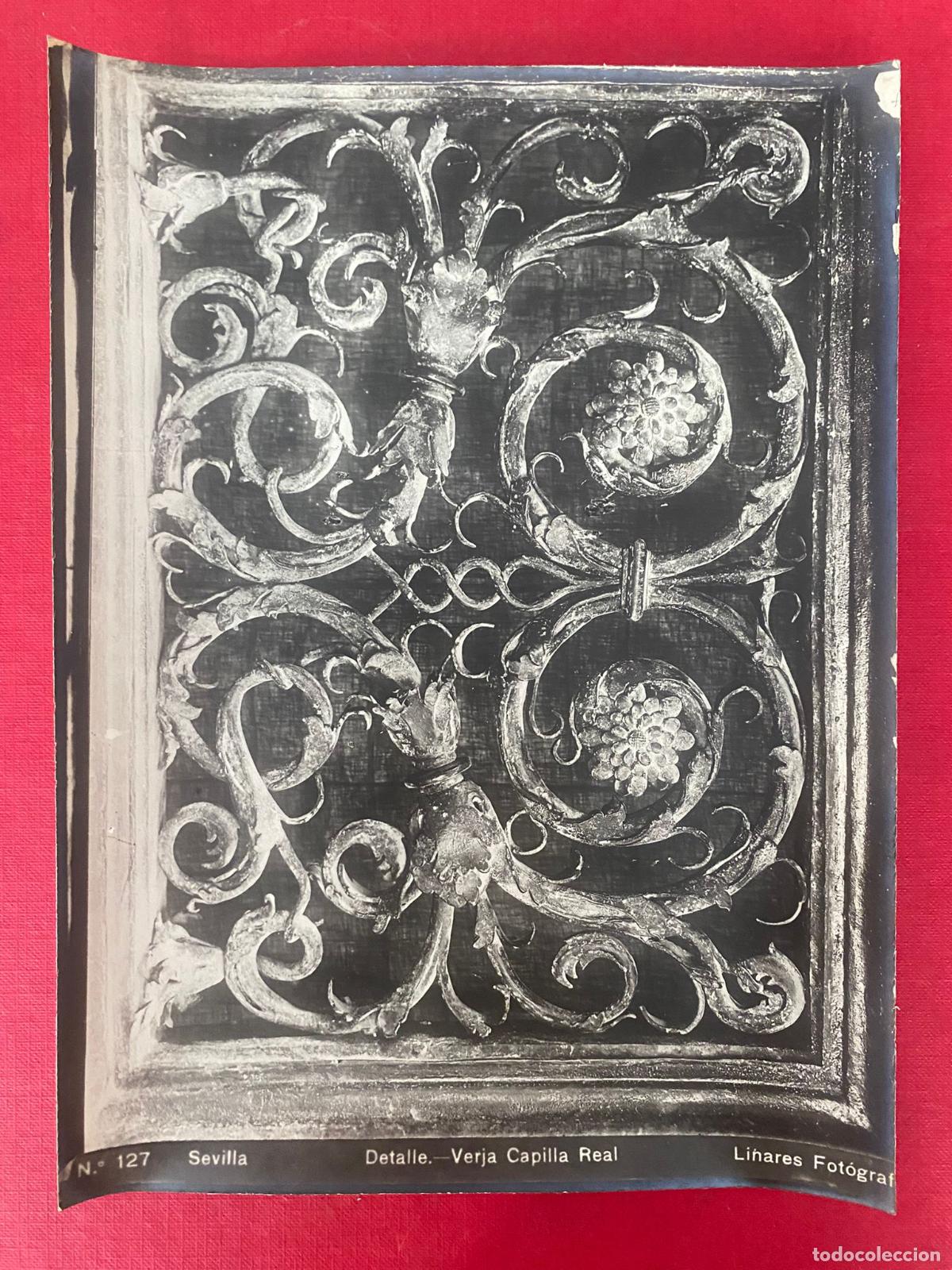 Fotograf&iacute;a antigua: Foto antigua Sevilla. Catedral de Sevilla, verja Capilla Real. Fot&oacute;grafo Linares 22,5 x 17,5 cm