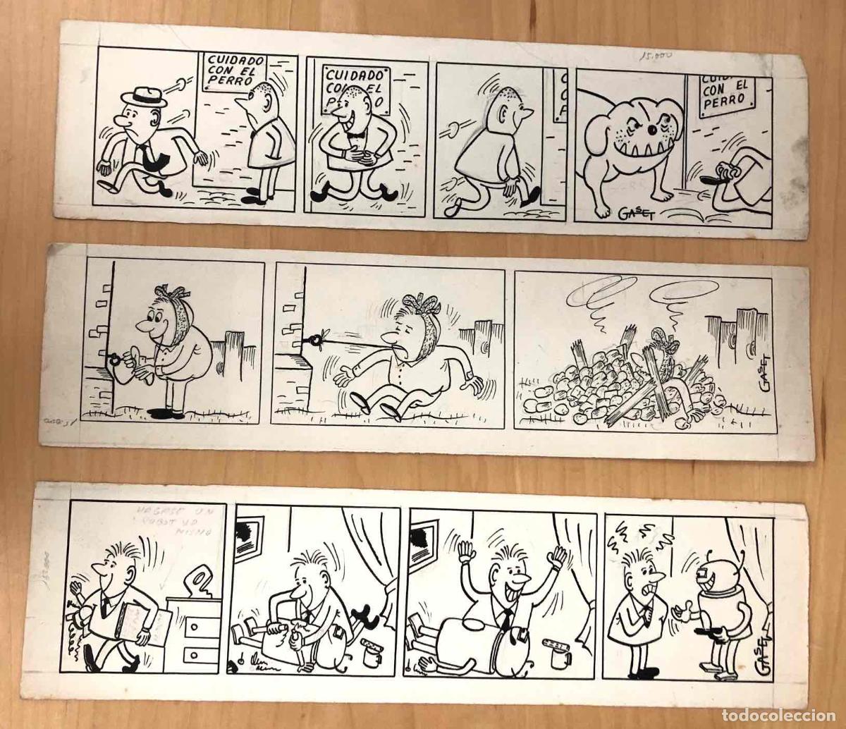 Antique Photography: LOTE DE 3 DIBUJOS HUMORISTICOS ORIGINALES. FIRMADOS POR GASET. C. 1950