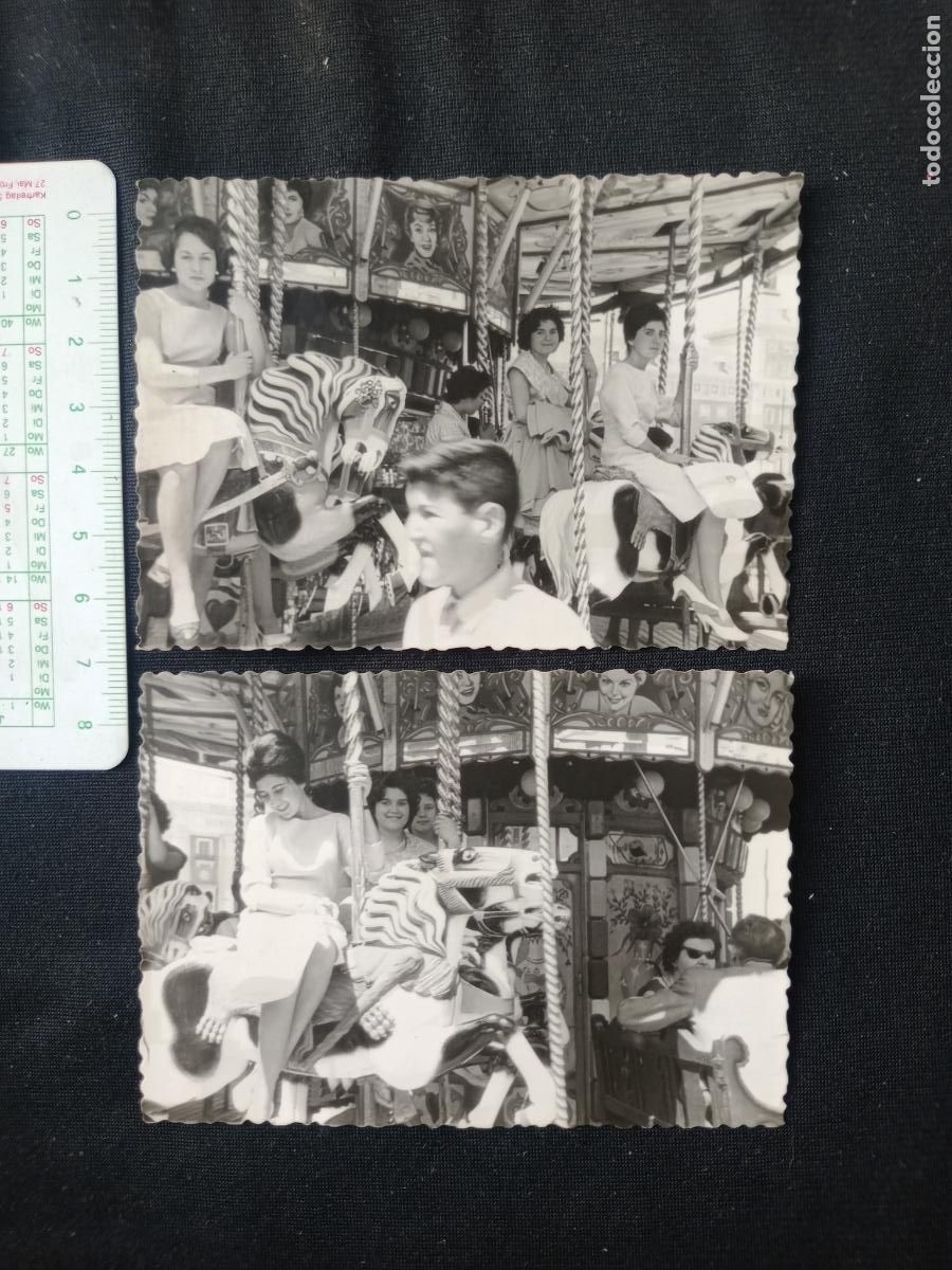 Fotograf&iacute;a antigua: Atracci&oacute;n de feria. 2 fotos