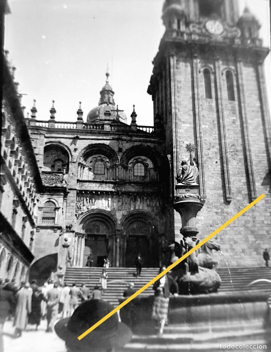 Alte Fotografie: Antiguo negativo de fotograf&iacute;a. Santiago de Compostela.