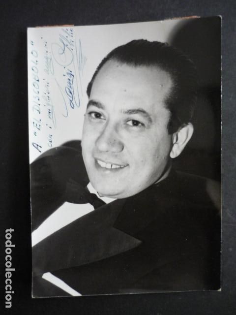 Antique Photography: LUGI SIBILLO CANTANTE ITALIANO CON FIRMA AUT&Oacute;GRAFA DEDICADA DISCOBOLO ANTIGUA FOTOGRAFIA 10 X 15 CM