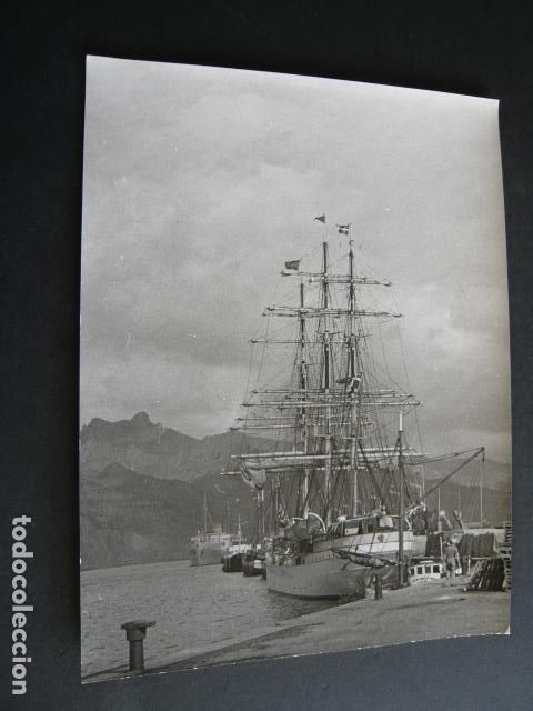 Antique Photography: SANTA CRUZ DE TENERIFE BUQUE JUAN SEBASTIAN ELCANO EL PUERTO ANTIGUA FOTOGRAFIA 18 X 24 CM