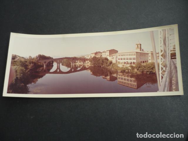 Antique Photography: PUENTE LA REINA NAVARRA VISTA PANORAMICA ANTIGUA FOTOGRAFIA 24,5 X 10 CM