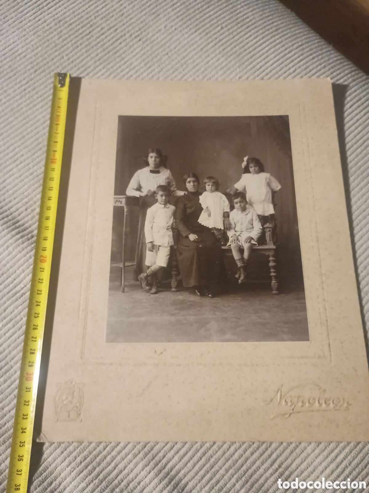 Antique Photography: CP gran retrato de familia mexicana. Mujer con ni&ntilde;os. Foto Napole&oacute;n. Fotograf&iacute;a