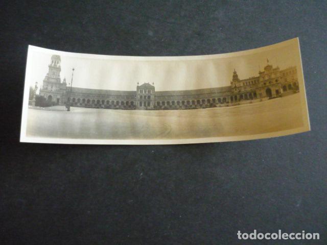 Alte Fotografie: SEVILLA PLAZA DE ESPA&Ntilde;A VISTA PANORAMICA HACIA 1920 ANTIGUA FOTOGRAFIA 6 X 18 CM