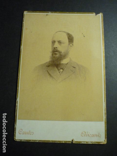 Antique Photography: ALICANTE RETRATO DE HOMBRE CANTOS FOTOGRAFO ANTIGUA FOTOGRAFIA 10,5 X 16 CM