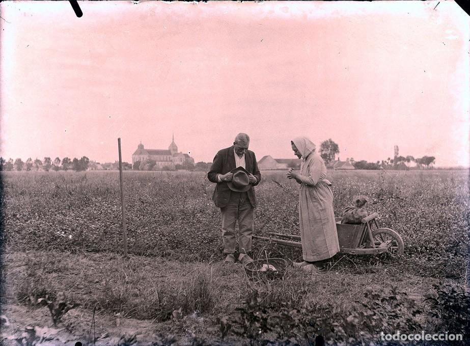 Antique Photography: ELANGELUS EN EL CAMPO NEGATIVO DE CRISTAL TAMA&Ntilde;O 18 X 13 cm.