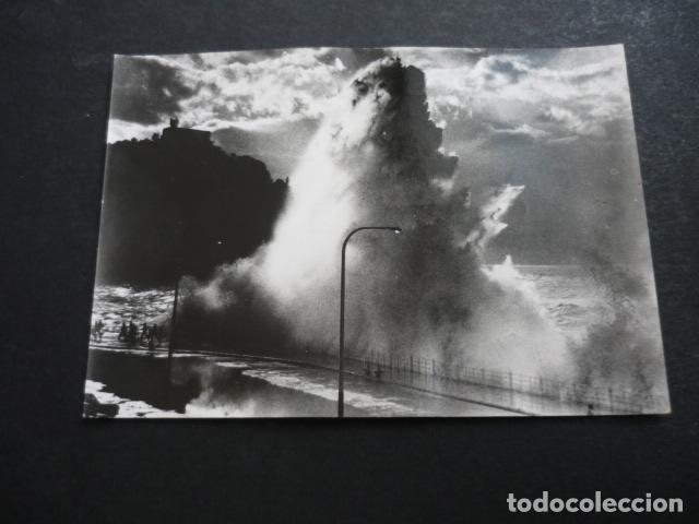 Antique Photography: SAN SEBASTIAN TEMPORAL EN EL CANTABRICO ANTIGUA FOTOGRAFIA 7 X 9,5 CM