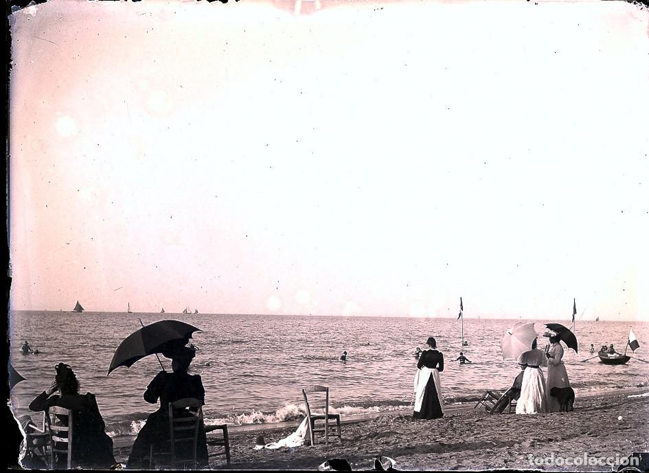 Antique Photography: PLAYA 4 NEGATIVOS DE CRISTAL TAMA&Ntilde;O 13 X 18 c m.