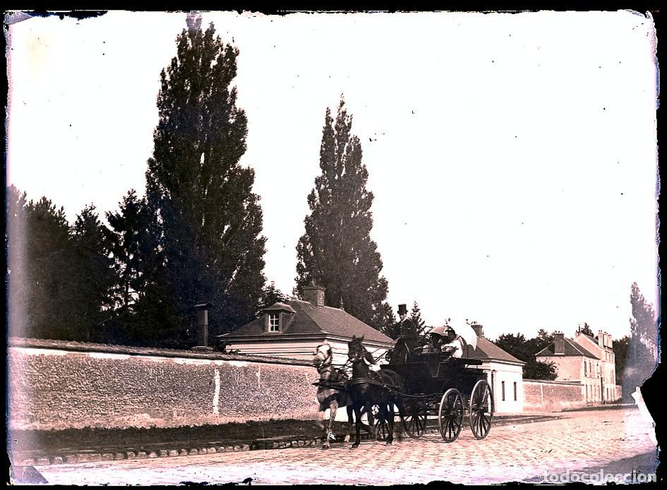 Antique Photography: CARRUAJE NEGATIVO DE CRISTAL TAMA&Ntilde;O 13 X 18 c m.