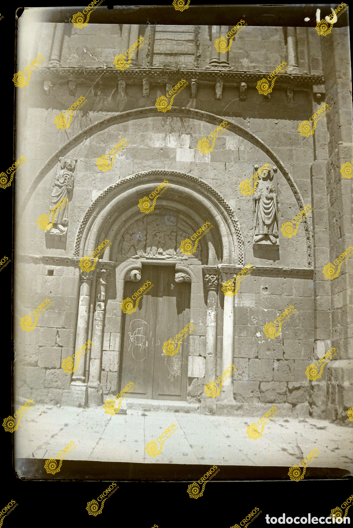 Antique Photography: Placa cristal negativo gelatino Bromuro Le&oacute;n Colegiata de San Isidoro.Finales del siglo XIX