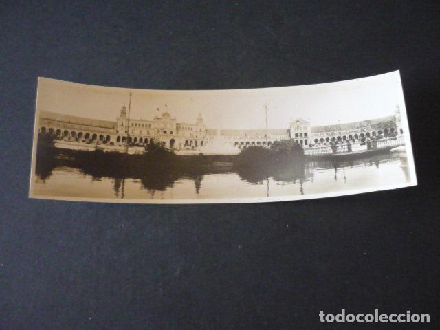 Fotograf&iacute;a antigua: SEVILLA PLAZA DE ESPA&Ntilde;A ANTIGUA FOTOGRAFIA PANORAMICA 6,5 X 18,5 CM