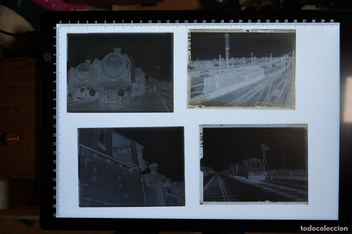 Fotograf&iacute;a antigua: 4 placas cristal NEGATIVO de trenes y 18 fotos en papel. VER FOTOS