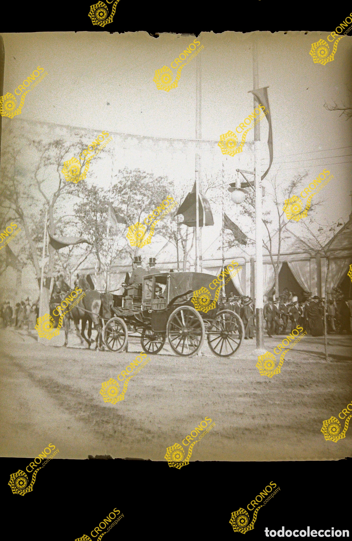 Fotograf&iacute;a antigua: Placa cristal negativo gelatino Bromuro Sevilla sobre el 1900