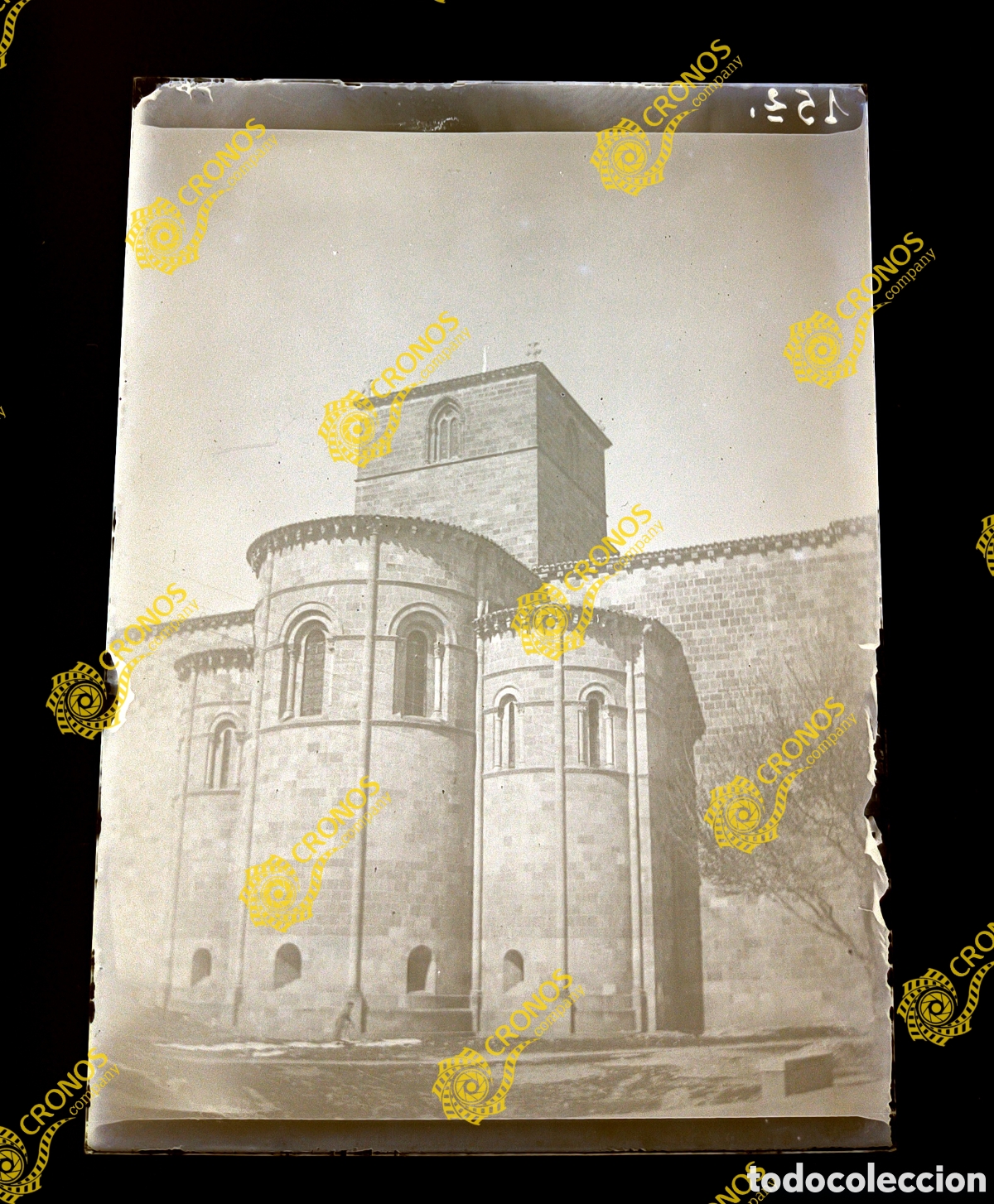 Fotograf&iacute;a antigua: Placa cristal en negativo gelatino Bromuro &Aacute;vila Iglesia de San Vicente