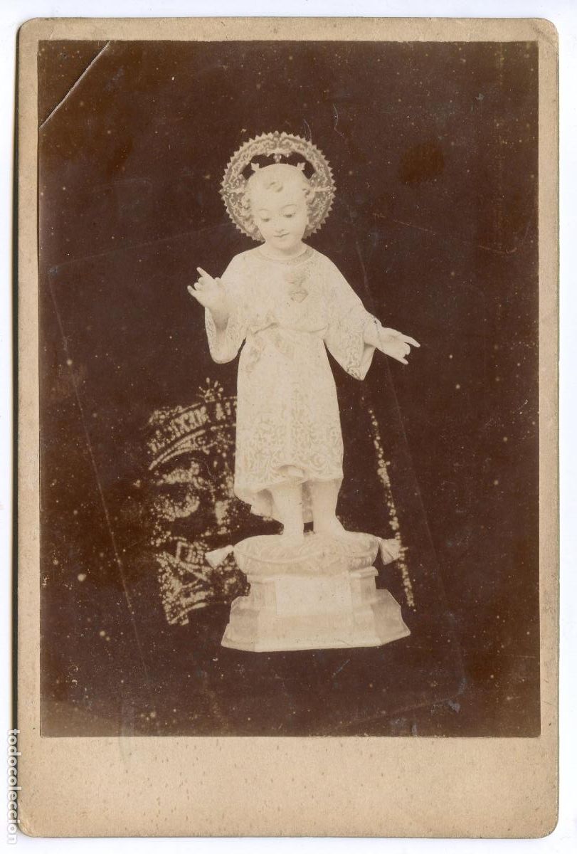 Fotograf&iacute;a antigua: M&eacute;xico, Imagen del ni&ntilde;o Jes&uacute;s y al dorso, n&ordm; para rifa y objetos que se rifar&aacute;n para fines piadosos