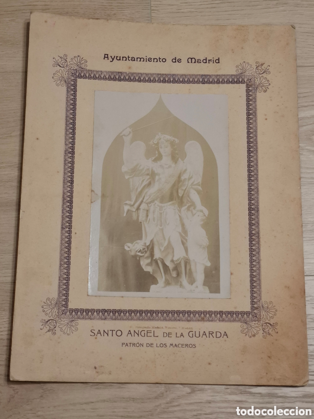Fotograf&iacute;a antigua: Santo &Aacute;ngel de la Guarda, Patr&oacute;n de los Maceros. Ayuntamiento de Madrid. Fotoograf&iacute;a Modelo
