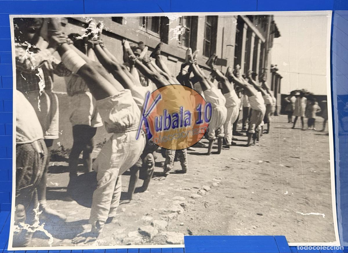 Fotografia antiga: FOTOGRAF&Iacute;A ESCUELA NACIONAL CORRAL RUBIO ALBACETE. - NI&Ntilde;OS HACIENDO EL PINO 24x18cms