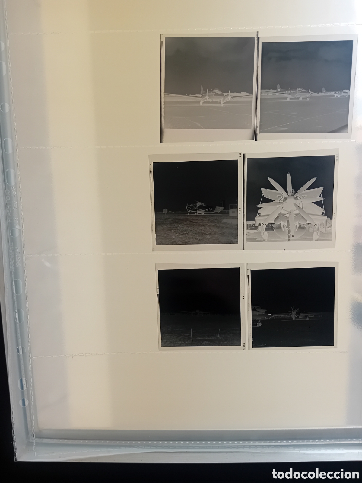 Fotograf&iacute;a antigua: Lote de 6 negativos blanco y negro de avionetas militar s