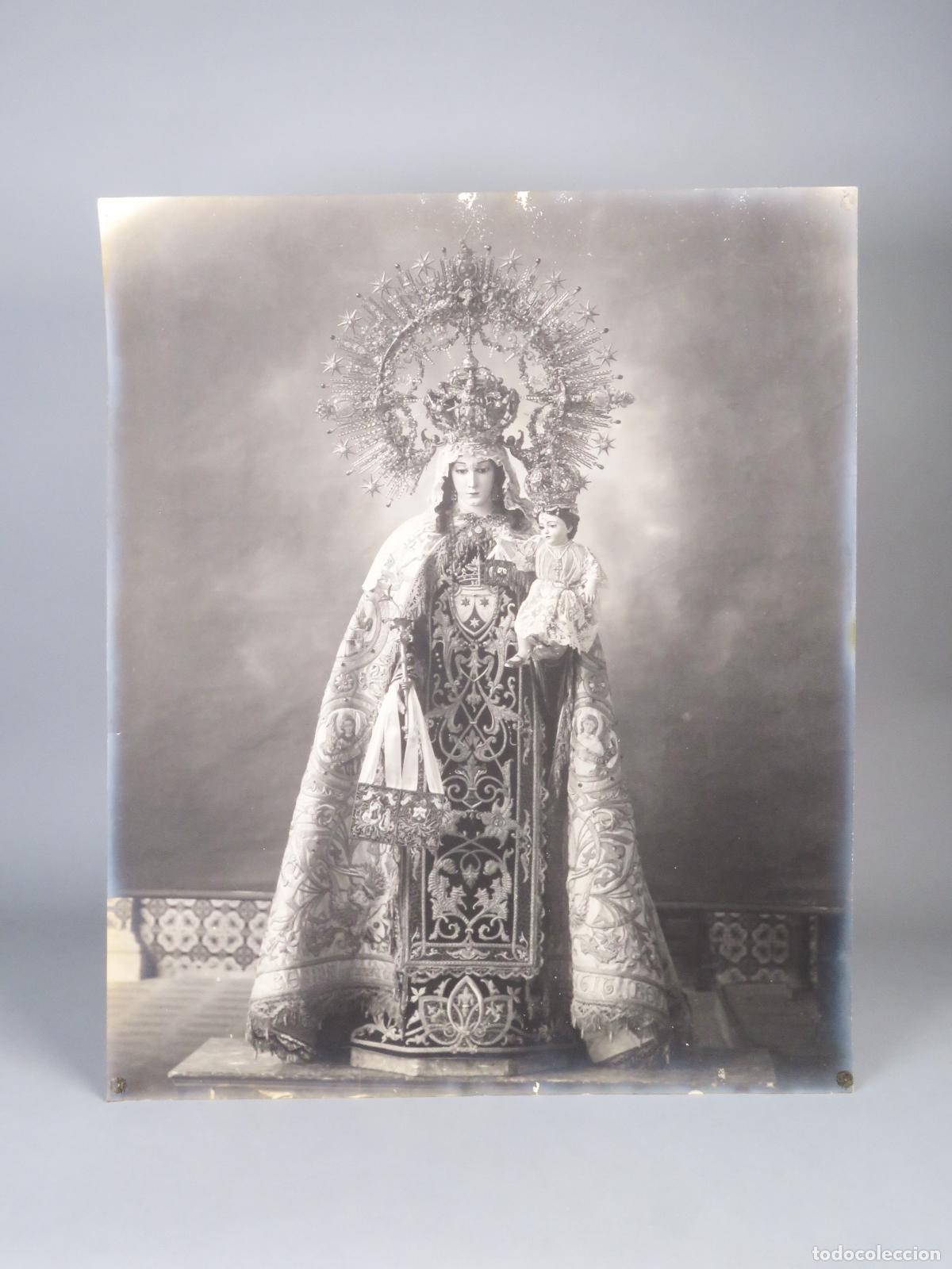 Fotograf&iacute;a antigua: Fotograf&iacute;a original Virgen del Carmen Coronada Jerez 1925 60 cm x 50 cm