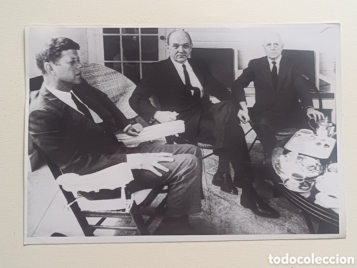 Fotograf&iacute;a antigua: FOTO PRENSA ORIGINAL KENNEDY (JFK) EN PALM BEACH, DEAN RUSK THOMPSON PALM BEACH CASA BLANCA INVIERNO