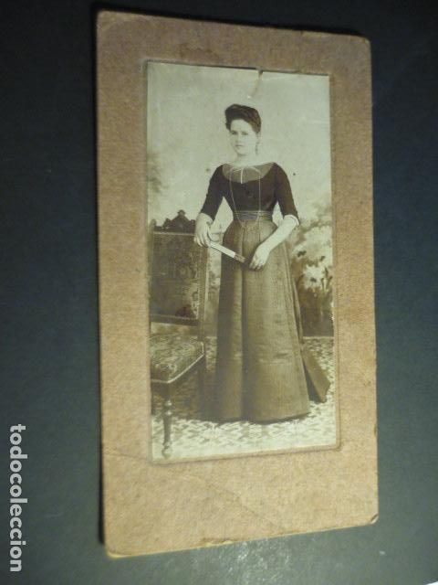 Fotograf&iacute;a antigua: FELANITX MALLORCA RETRATO DE MUJER POR JULIAN MONTSERRAT FOTOGRAFO 12 X 22 CM