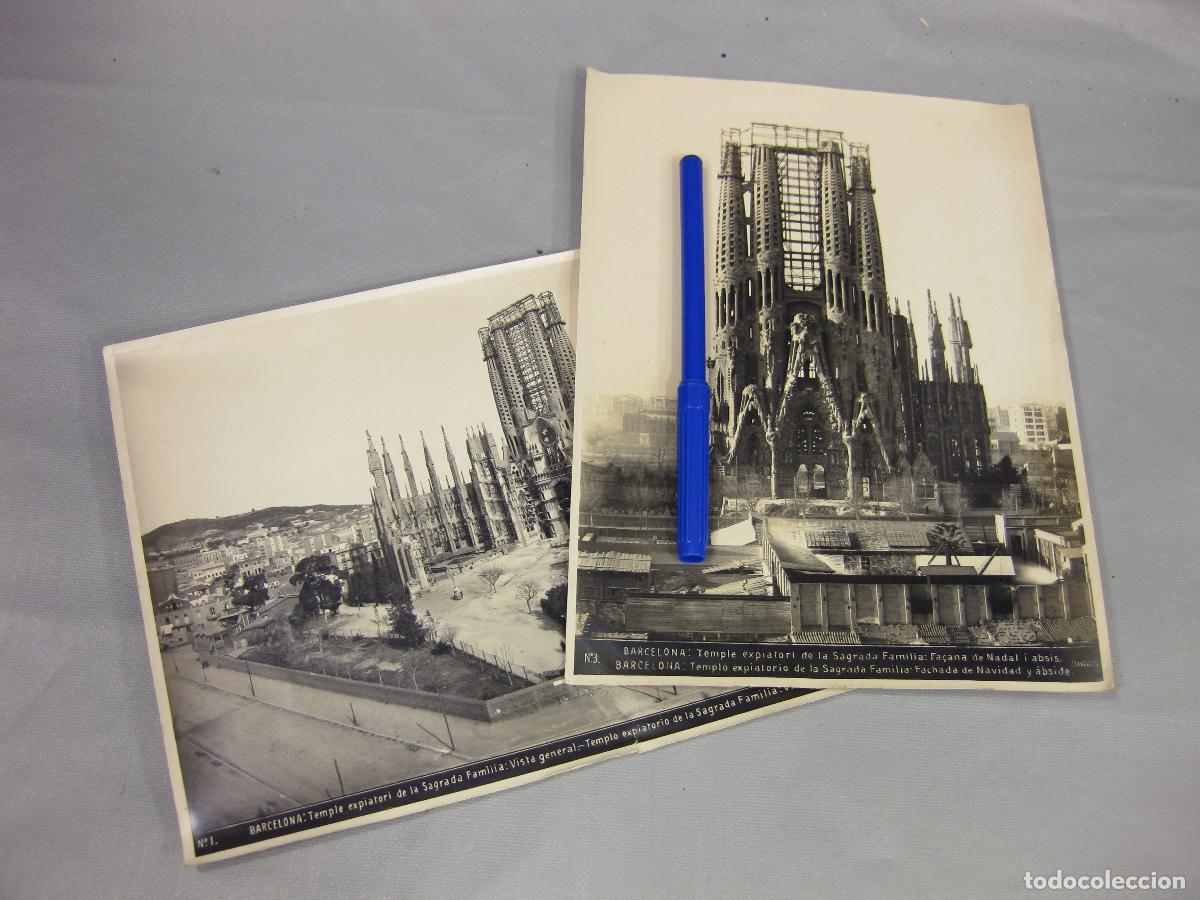 Fotograf&iacute;a antigua: PAREJA DE FOTOGRAF&Iacute;AS DE BARCELONA. OBRAS DEL TEMPLO DE LA SAGRADA FAMILIA. FOT&Oacute;GRAFO ZERKOWITZZ