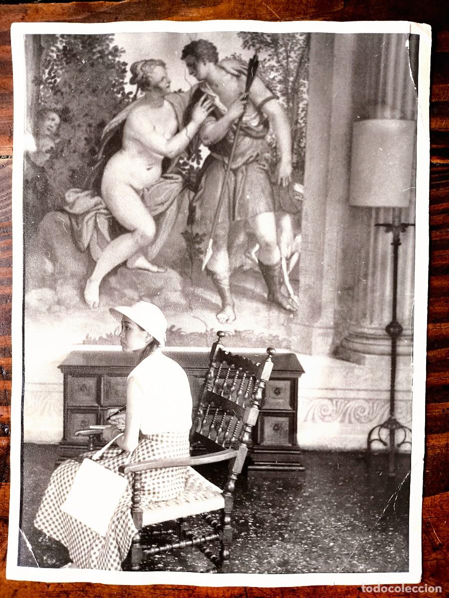 Fotograf&iacute;a antigua: SE&Ntilde;ORITA ORIENTAL EN SAL&Oacute;N ANTIGUO ESPA&Ntilde;OL