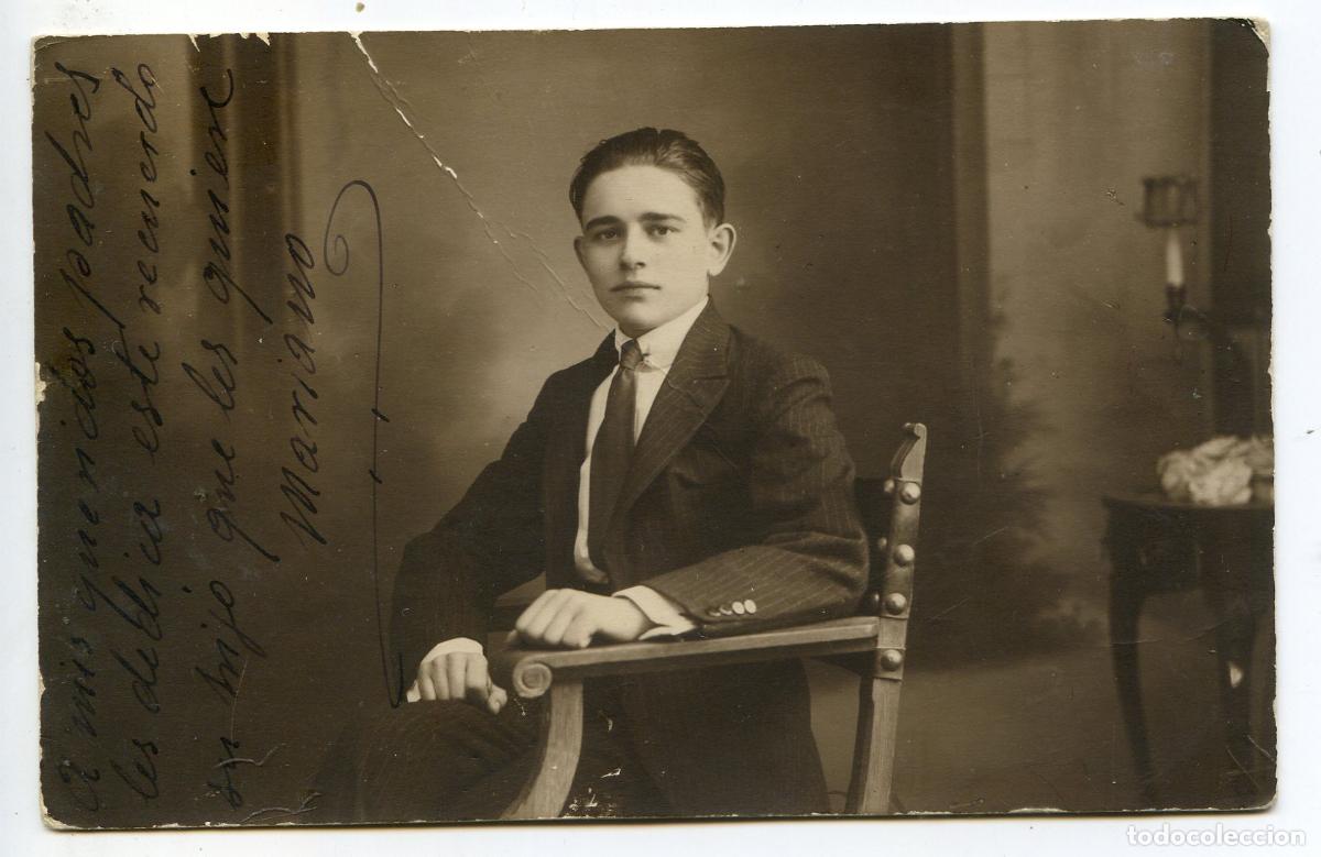 Antique Photography: Retrato de un joven. J. Pachecho, fot&oacute;grafo Roca, Tetu&aacute;n, 20. Madrid. Fotopostal