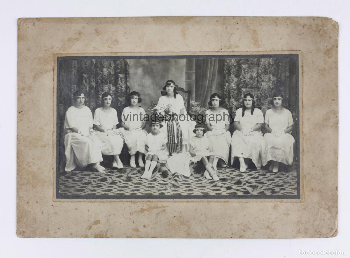 Fotograf&iacute;a antigua: Jocs florals joven&iacute;vols, Blanes 1923. Retrato dedicado. Soporte 21,5x31cm.