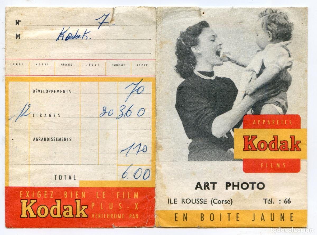 Fotograf&iacute;a antigua: Carpetilla Kodak para entregar fotos, con varios negativos antiguos, ver fotos