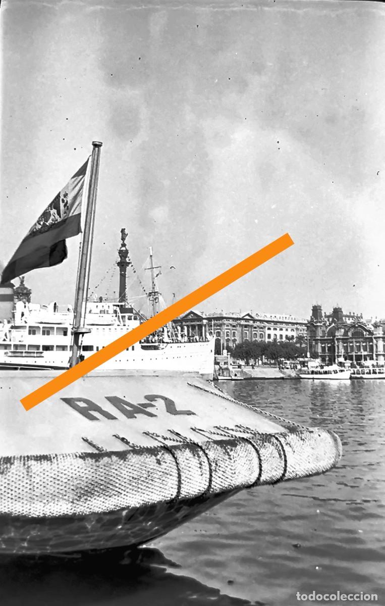 Fotograf&iacute;a antigua: Antiguo negativo de fotograf&iacute;a. Puerto de Barcelona. A&ntilde;os 50.