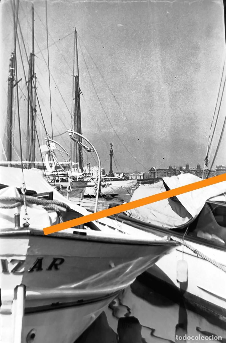 Fotograf&iacute;a antigua: Antiguo negativo de fotograf&iacute;a. Puerto de Barcelona. A&ntilde;os 50.