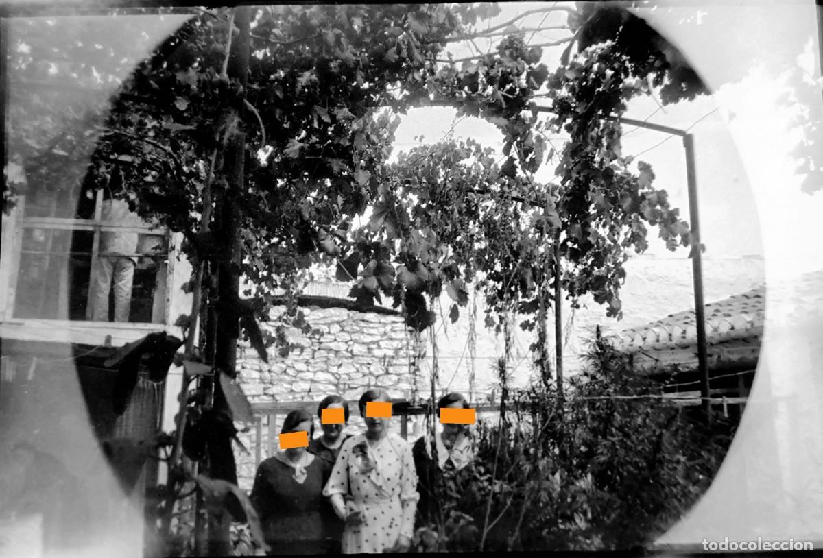 Fotograf&iacute;a antigua: Antiguo negativo de fotograf&iacute;a. Chicas en el jard&iacute;n. A&ntilde;os 20/30.