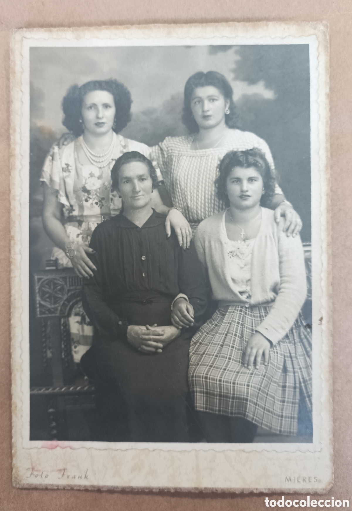 Fotograf&iacute;a antigua: MIERES. ASTURIAS. Foto FRANK. Retrato de 4 mujeres.