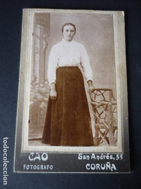 Photographie ancienne: LA CORU&Ntilde;A CAO FOTOGRAFO RETRATO DE MUJER 7 X 10 CM