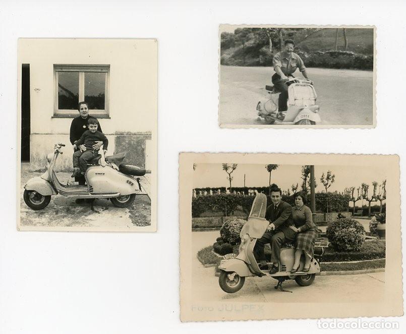 Photographie ancienne: MOTOS TIPO VESPA. LOTE DE 3 FOTOGRAFIAS A&Ntilde;OS 50