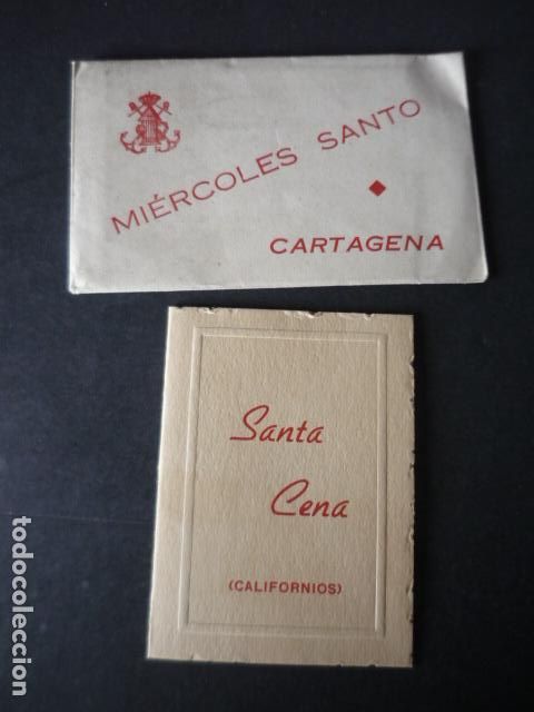 Fotografia antica: CARTAGENA MURCIA SEMANA SANTA PASO DE LA SANTA CENA CALIFORNIOS SOBRE CON FOTOGRAFIA 4 X 6 CM