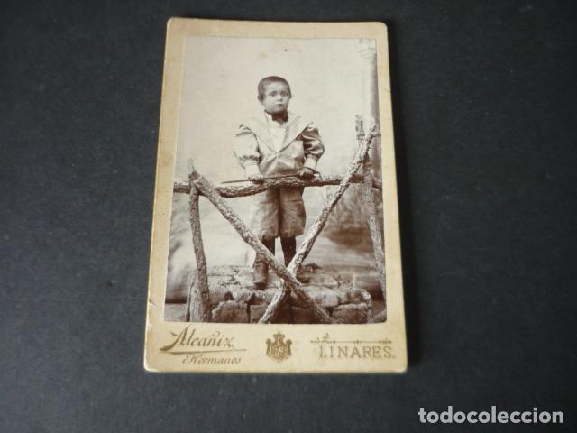 Fotografia antica: LINARES JAEN RETRATO DE NI&Ntilde;O ALCA&Ntilde;IZ HERMANOS FOTOGRAFO 8 X 13 CM
