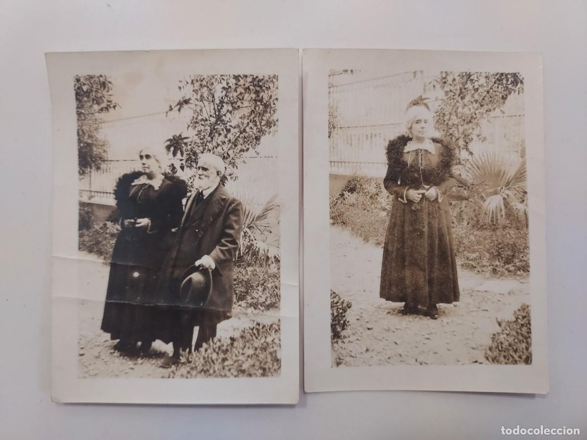 Fotograf&iacute;a antigua: 2 FOTOGRAFIAS ANTIGUAS EN ZARAGOZA 1917. RETRATO PAREJA EN JARD&Iacute;N, BURGUES&Iacute;A. 6,5 X 9 CM. PAPEL