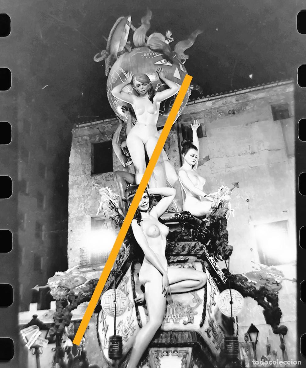 Fotograf&iacute;a antigua: Antiguo negativo de fotograf&iacute;a. Falla plaza del Pilar. Fallas de Valencia. A&ntilde;o 1985
