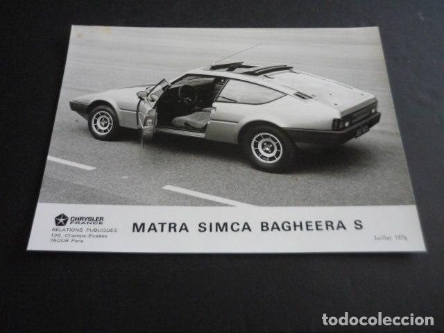 Fotograf&iacute;a antigua: AUTOMOVIL MATRA SIMCA BAGHEERA S ANTIGUA FOTOGRAFIA 24 X 18 CM