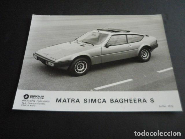 Fotograf&iacute;a antigua: AUTOMOVIL MATRA SIMCA BAGHEERA S ANTIGUA FOTOGRAFIA 24 X 18 CM