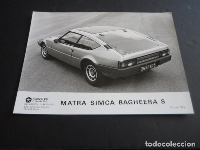 Fotograf&iacute;a antigua: AUTOMOVIL MATRA SIMCA BAGHEERA S ANTIGUA FOTOGRAFIA 24 X 18 CM